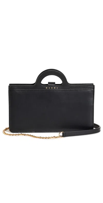 Marni Long Wallet With Chain Black In Blue