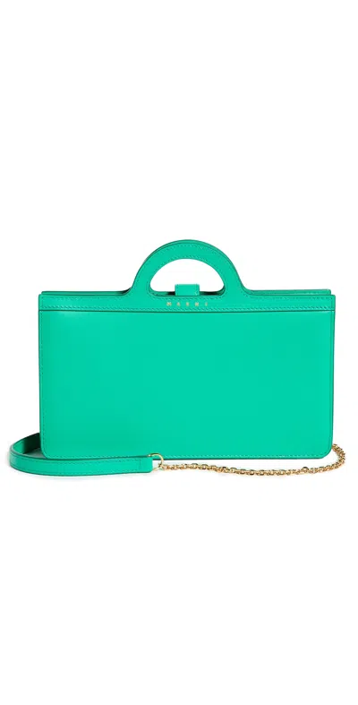 Marni Long Wallet With Chain Sea Green In Neutral