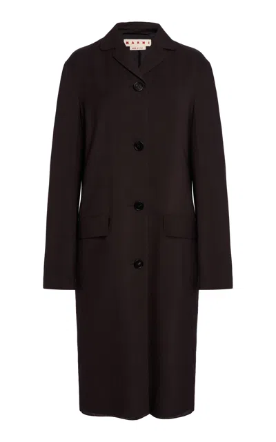 Marni Longline Wool Coat In Brown