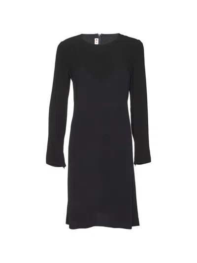 Pre-owned Marni Long-sleeve Midi Dress In Black