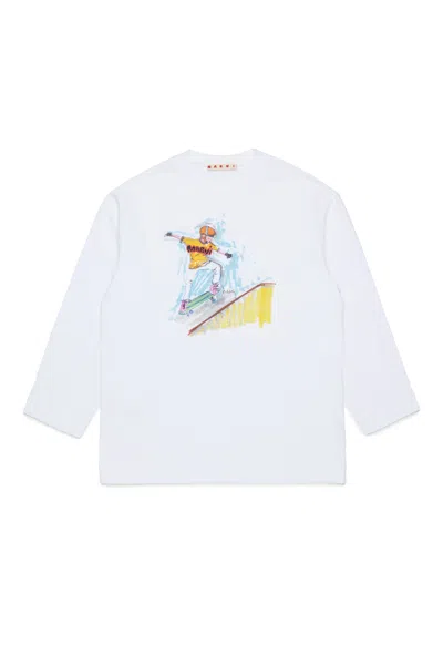 Marni Kids' Long-sleeve T-shirt With Logo In White