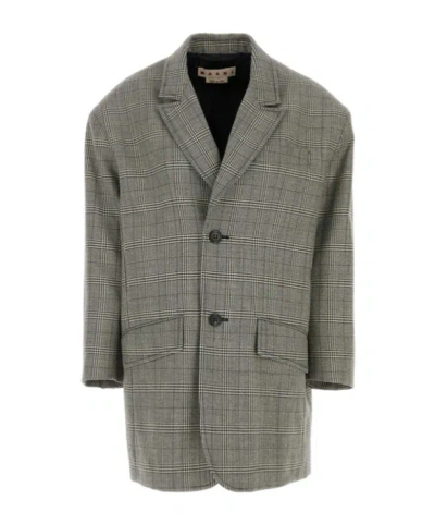 MARNI LONG-SLEEVED PLAID COAT