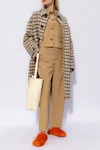 Marni Straight-leg Wool Trousers With Logo Stitching In Beige
