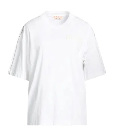 Marni Loose-fitting Two-tone Short-sleeved T-shirt In White