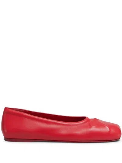 Marni Red Nappa Leather Seamless Little Bow Ballet Flat