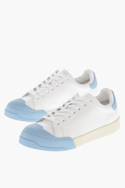Marni Low Leather Sneakers With Contrasting Rubber Toe Cap In White