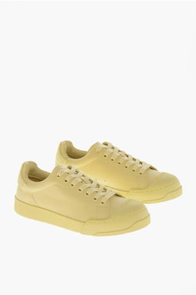 Marni Low Leather Sneakers With Rubber Toe Cap In Yellow