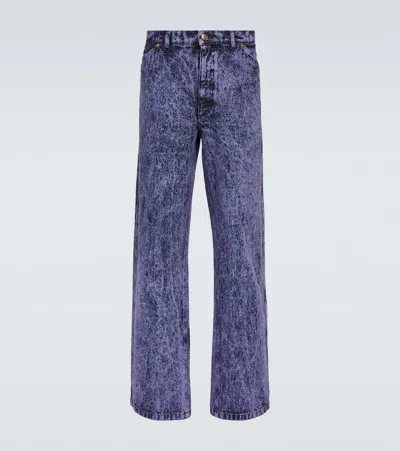 Marni Loose Marbleized Denim Jeans In In Purple