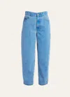 Marni Low Slung Curved-leg Ankle Denim Carrot Trousers In Cobalt