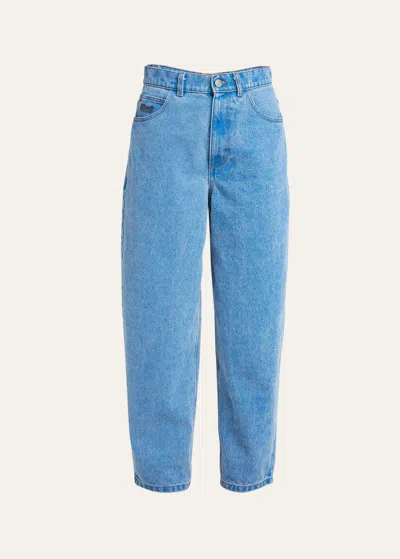 Marni Low Slung Curved-leg Ankle Denim Carrot Trousers In Blue