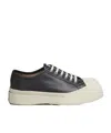 Shop Marni Black Leather Pablo Lace-up Sneaker