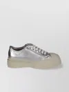 Marni Low-top Metallic Finish Sneakers With Rubber Sole In Gray
