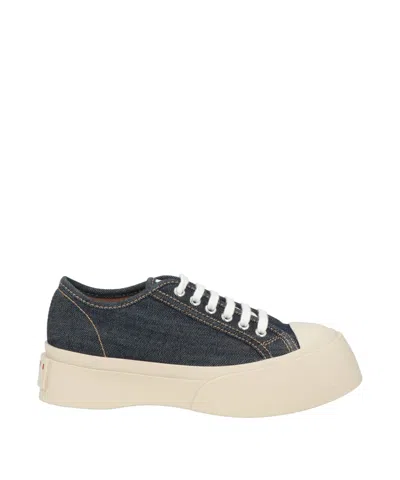 Marni Low-top White Denim Sneakers In Blue