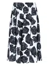 Marni Floral Print Midi Skirt With Discreet Zipper Closure In White