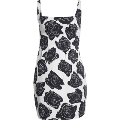 Marni Luna Print Bonded Poplin Mini Dress In Lily White In Multi