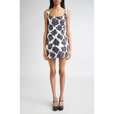 Marni Luna Print Bonded Poplin Mini Dress In Lily White In Multi