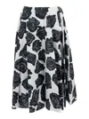 Marni Floral Print Midi Skirt With Discreet Zipper Closure In Multicolour