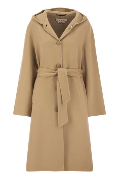 Marni Luxurious Brown Hooded Jacket For Women In Camel