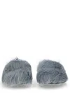 Marni Aquamarine Long Hair Calfskin Fussbett Sabot In Gray