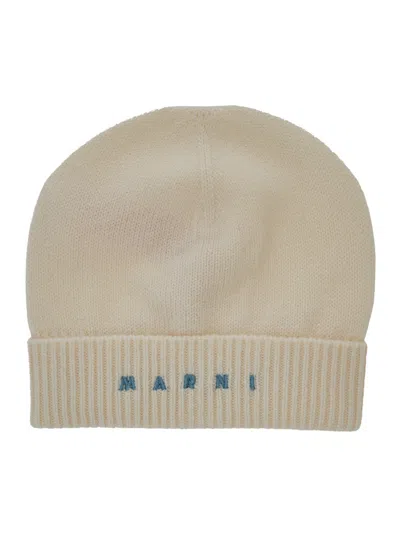 Marni M02008m004cmf62b Wool And Cashmere Knit Winter Hat In Neutral