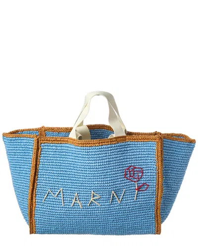 Marni Macrame Sillo Medium Shopper Tote In Pattern