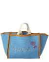 Marni Macrame Sillo Medium Shopper Tote In Blue