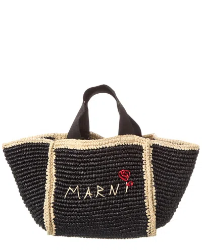 Marni Macrame Sillo Small Shopper Tote In Black