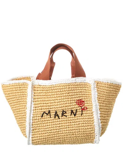 Marni Macrame Sillo Small Shopper Tote In Nude