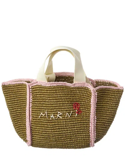 Marni Macrame Sillo Small Shopper Tote In Animal Print