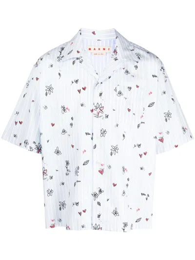 Marni Magic Garden Short-sleeved Shirt In Blue