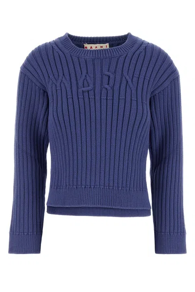 MARNI MAGLIONE IN MISTO COTONE CERULEO DONNA