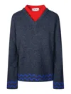 Marni Chevron-pattern Layered-effect Sweater In Black