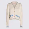Marni Mending Logo Distressed Boxy Cotton Cardigan In Multi