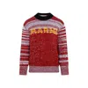 Marni Intarsia-knit-logo Virgin-wool Sweater In Red