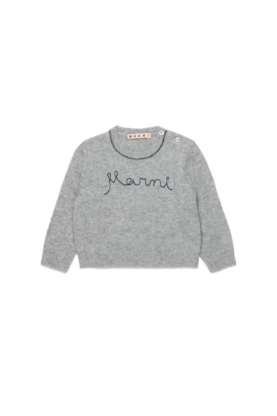 Marni Maglione Girocollo In Misto Lana-cashmere In Gray