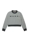 Marni Maglione Girocollo In Misto Lana-cashmere Colorblock In Gray