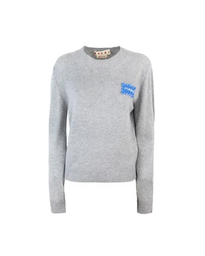 Marni Grey Cashmere Sweater With Embroidery In Gray