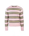 Marni Pink Striped Mohair Sweater In Multi