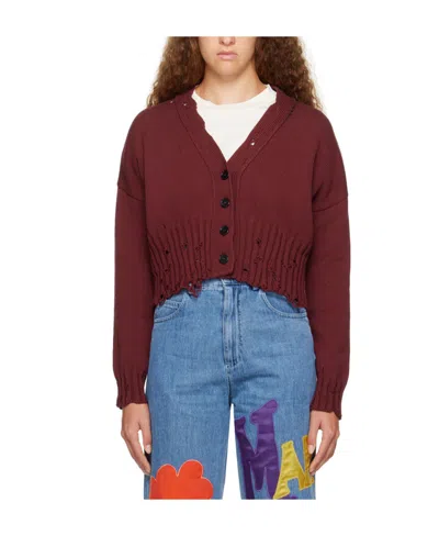 Marni Make Old Knitted Cardigan In Red