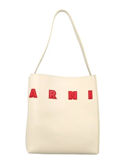 Marni Mall Museum Tote Bag In Milk