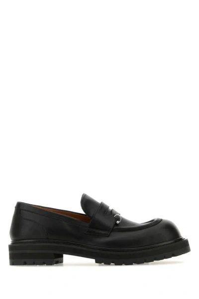 Marni Black Leather Moccasin Loafers