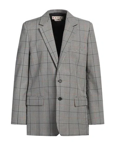 Marni Man Blazer Black Size 38 Virgin Wool, Polyester In Gray