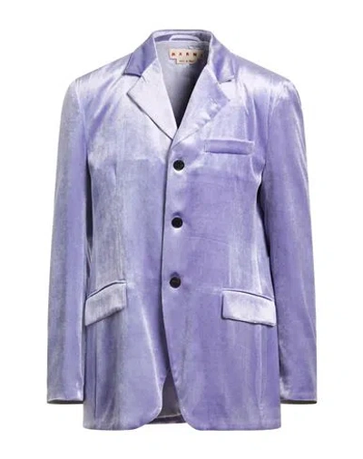 Marni Man Blazer Lilac Size 42 Viscose, Silk In Purple