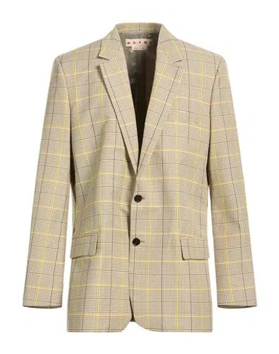 Marni Man Blazer Yellow Size 36 Virgin Wool, Polyester In Gold