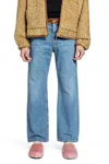 Marni Denim Trousers With Floral Patch Detail In Blue