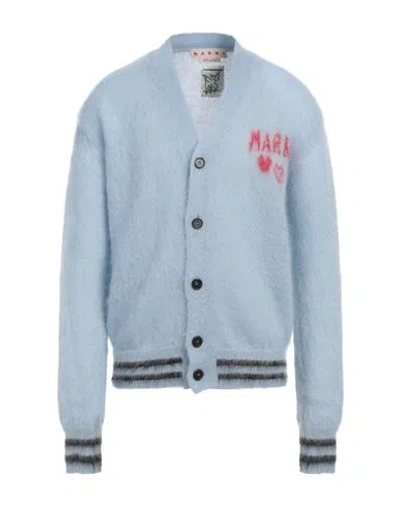 Marni Man Cardigan Sky Blue Size 38 Mohair Wool, Polyamide, Wool