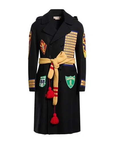 Marni Man Coat Black Size M Virgin Wool, Polyamide