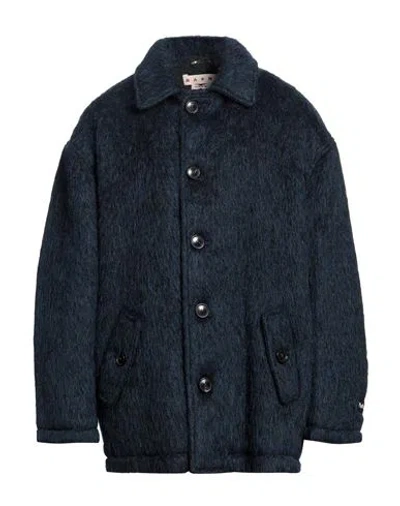 Marni Man Coat Midnight Blue Size 40 Synthetic Fibers, Wool, Mohair Wool, Alpaca Wool
