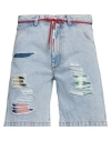 Marni Man Denim Shorts Blue Size 32 Cotton, Mohair Wool, Polyamide, Wool, Calfskin In Blue