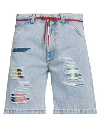 Marni Man Denim Shorts Blue Size 32 Cotton, Mohair Wool, Polyamide, Wool, Calfskin